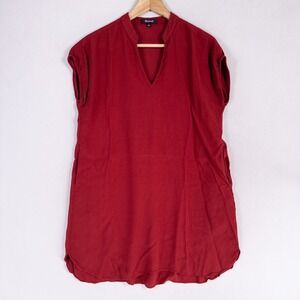Madewell Dress Womens Sz Small Crimson Red Bicoastal Tunic Side Pockets Pullover